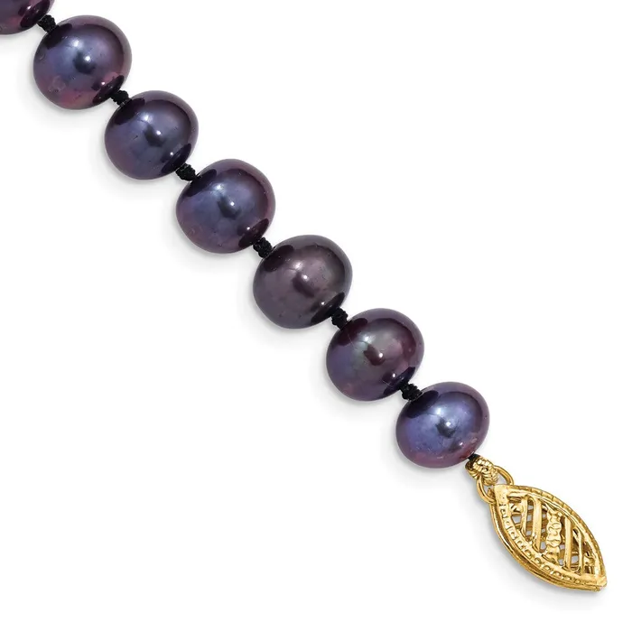 TreasureFineJewelers Bracelets 14k 78mm Black Near Round Freshwater Cultured Pearl Bracelet TreasureFineJewelers Bracelets 14k 78mm Black Near Round Freshwater Cultured Pearl Bracelet