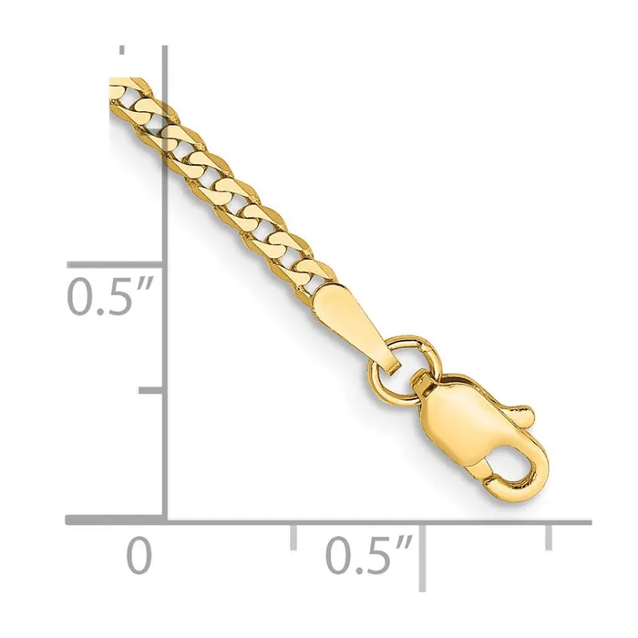 TreasureFineJewelers Bracelets 14K 8 inch 22mm Flat Beveled Curb with Lobster Clasp Bracelet