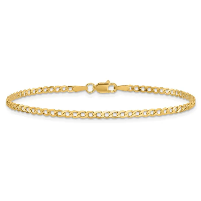 TreasureFineJewelers Bracelets 14K 8 inch 22mm Flat Beveled Curb with Lobster Clasp Bracelet