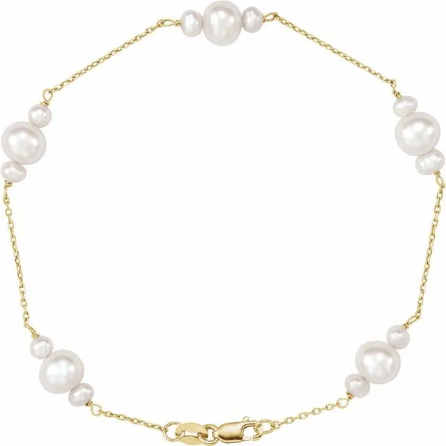 TreasureFineJewelers Bracelets 14K Yellow Freshwater Cultured Pearl 75 Bracelet TreasureFineJewelers Bracelets 14K Yellow Freshwater Cultured Pearl 75 Bracelet