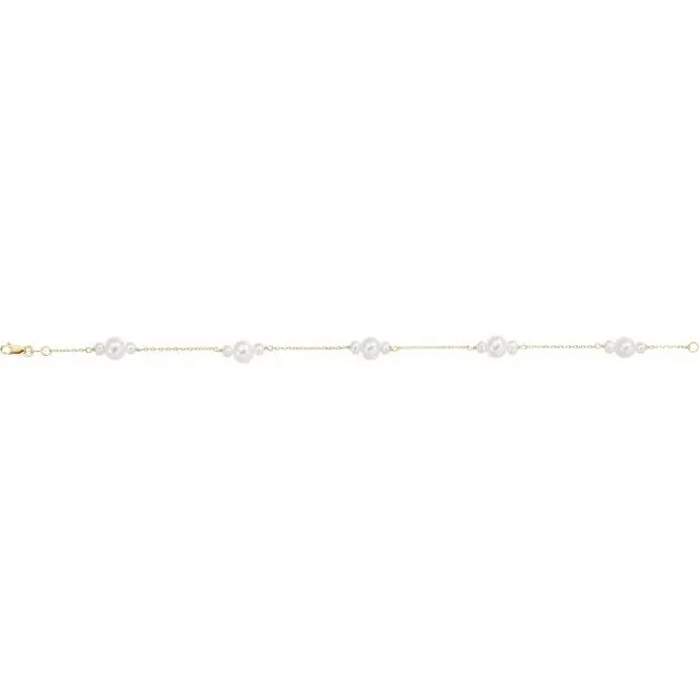 TreasureFineJewelers Bracelets 14K Yellow Freshwater Cultured Pearl 75 Bracelet