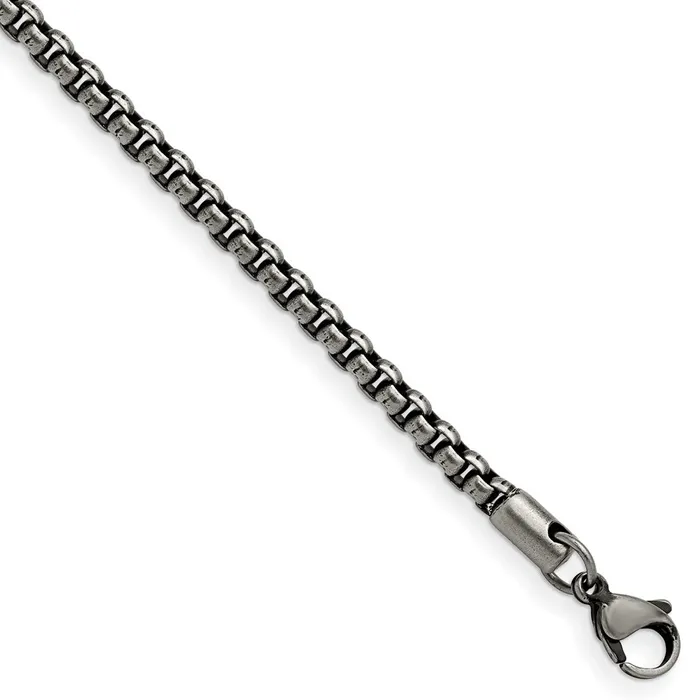 TreasureFineJewelers Bracelets Chisel Stainless Steel Antiqued and Polished 39mm 85 inch Rounded Box Chain TreasureFineJewelers Bracelets Chisel Stainless Steel Antiqued and Polished 39mm 85 inch Rounded Box Chain