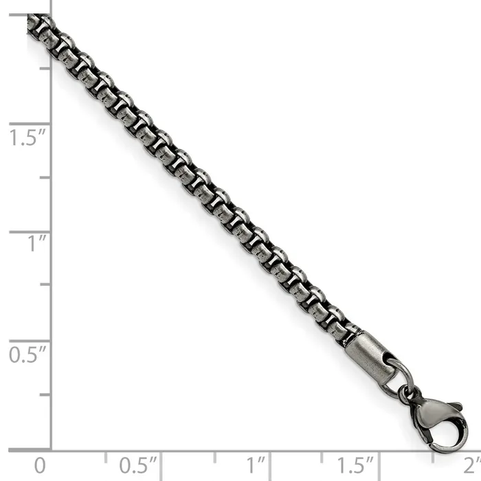 TreasureFineJewelers Bracelets Chisel Stainless Steel Antiqued and Polished 39mm 85 inch Rounded Box Chain