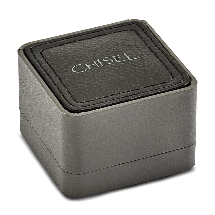 TreasureFineJewelers Bracelets Chisel Stainless Steel Brushed and Polished Black Rubber Rectangle Cufflinks