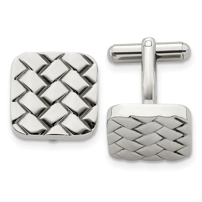 TreasureFineJewelers Bracelets Chisel Stainless Steel Polished Weave Design Cufflinks TreasureFineJewelers Bracelets Chisel Stainless Steel Polished Weave Design Cufflinks
