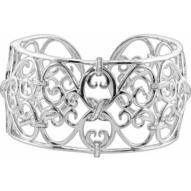 TreasureFineJewelers Bracelets Filigree Scroll Cuff Bracelet