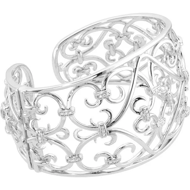 TreasureFineJewelers Bracelets Filigree Scroll Cuff Bracelet