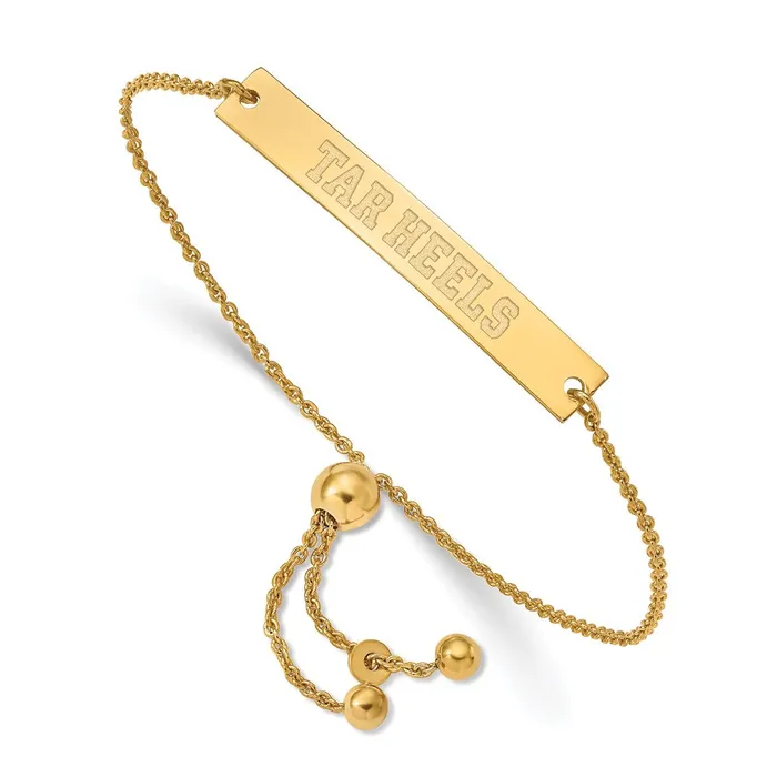 TreasureFineJewelers Bracelets Sterling Silver Goldplated University of North Carolina Tar Heels Small Bar Adjustable 9 inch Bracelet TreasureFineJewelers Bracelets Sterling Silver Goldplated University of North Carolina Tar Heels Small Bar Adjustable 9 inch Bracelet