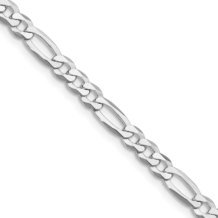 TreasureFineJewelers Bracelets Sterling Silver Rhodiumplated 45mm Lightweight Flat Figaro Chain Bracelet TreasureFineJewelers Bracelets Sterling Silver Rhodiumplated 45mm Lightweight Flat Figaro Chain Bracelet