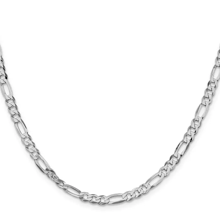 TreasureFineJewelers Bracelets Sterling Silver Rhodiumplated 45mm Lightweight Flat Figaro Chain Bracelet