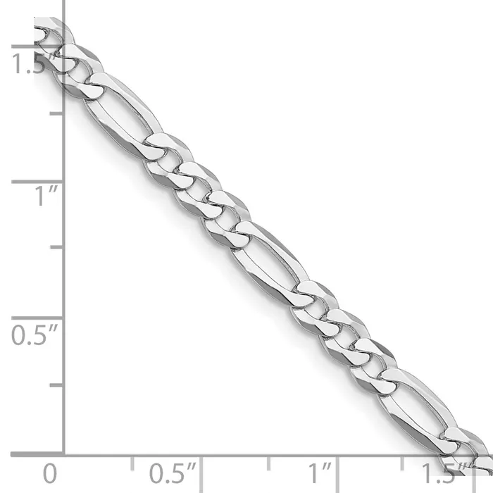 TreasureFineJewelers Bracelets Sterling Silver Rhodiumplated 45mm Lightweight Flat Figaro Chain Bracelet