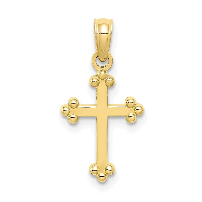 TreasureFineJewelers Charm Necklaces 10K Budded Cross Charm