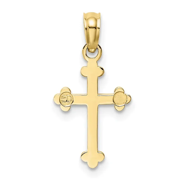 TreasureFineJewelers Charm Necklaces 10K Budded Cross Charm