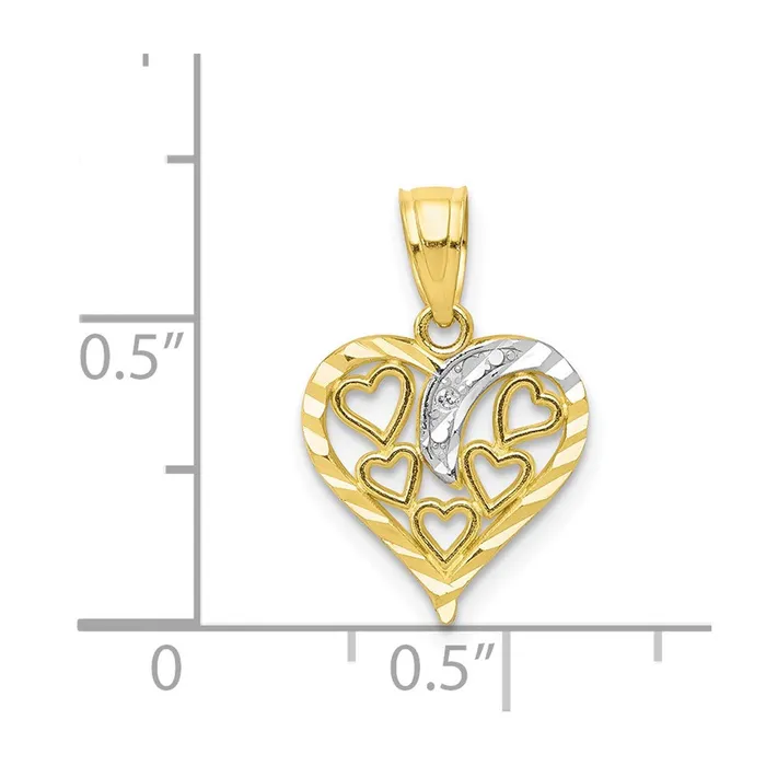 TreasureFineJewelers Charm Necklaces 10K wRhodium Heart Charm