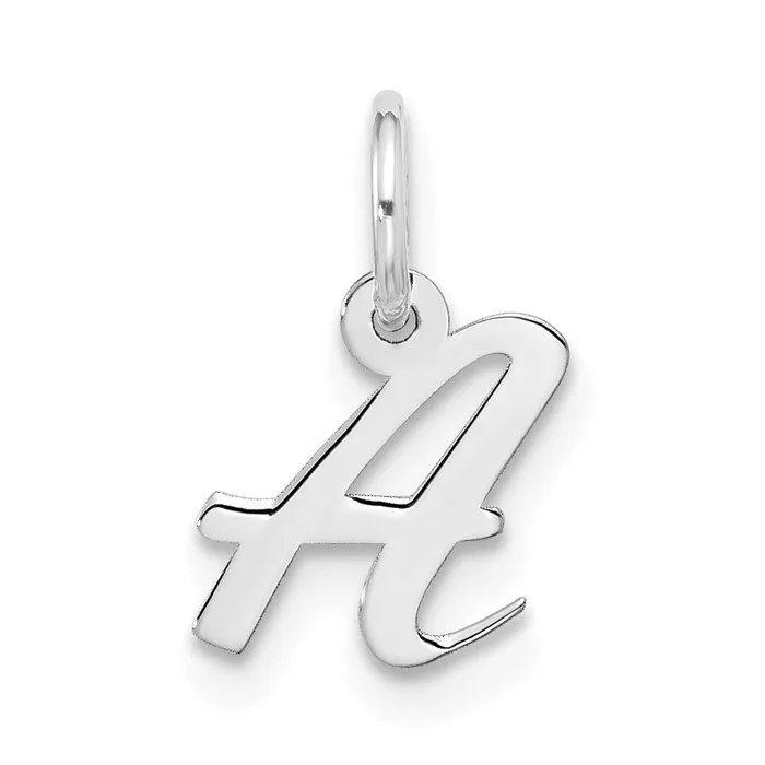 TreasureFineJewelers Charm Necklaces 10k White Gold Small Script Initial A Charm TreasureFineJewelers Charm Necklaces 10k White Gold Small Script Initial A Charm