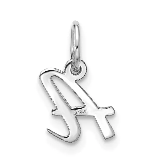 TreasureFineJewelers Charm Necklaces 10k White Gold Small Script Initial A Charm
