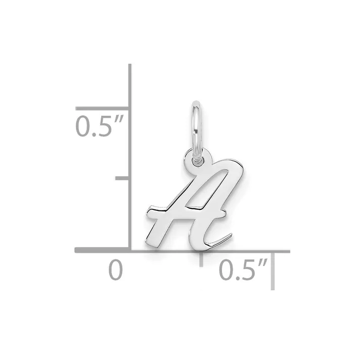 TreasureFineJewelers Charm Necklaces 10k White Gold Small Script Initial A Charm