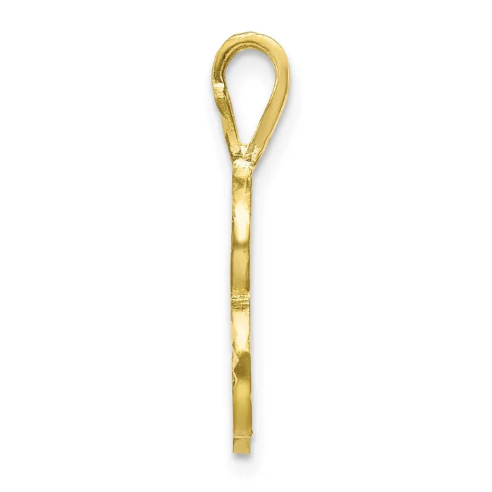 TreasureFineJewelers Charm Necklaces 10k Yellow Gold Diamondcut Grooved Initial B Charm