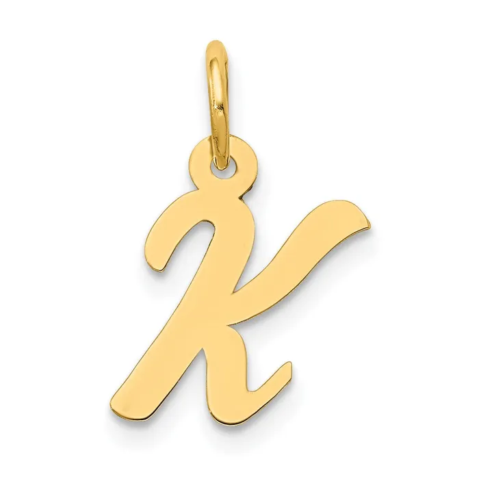 TreasureFineJewelers Charm Necklaces 10k Yellow Gold Small Script Initial K Charm TreasureFineJewelers Charm Necklaces 10k Yellow Gold Small Script Initial K Charm