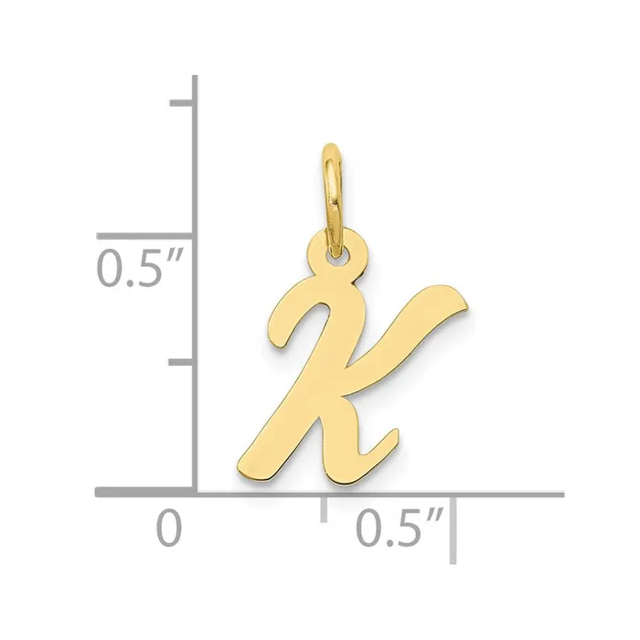 TreasureFineJewelers Charm Necklaces 10k Yellow Gold Small Script Initial K Charm