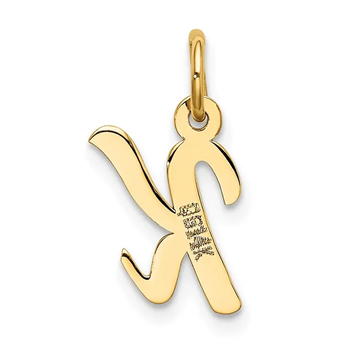 TreasureFineJewelers Charm Necklaces 10k Yellow Gold Small Script Initial K Charm