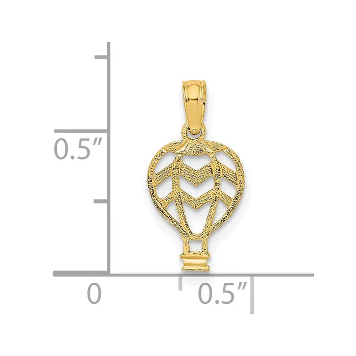 TreasureFineJewelers Charm Necklaces 14K CutOut Flat Hot Air Balloon Charm