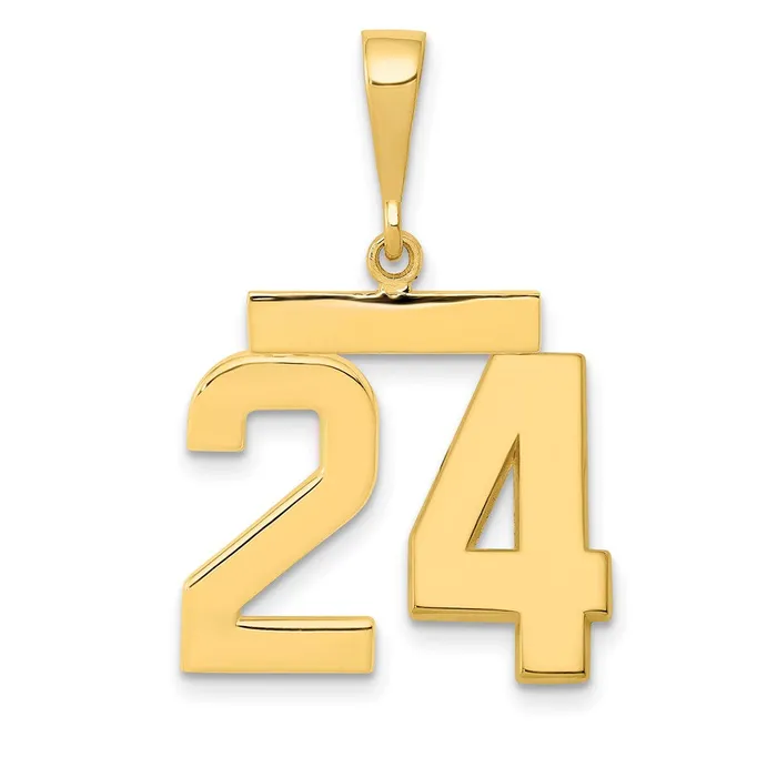 TreasureFineJewelers Charm Necklaces 14k Medium Polished Number 24 Charm TreasureFineJewelers Charm Necklaces 14k Medium Polished Number 24 Charm