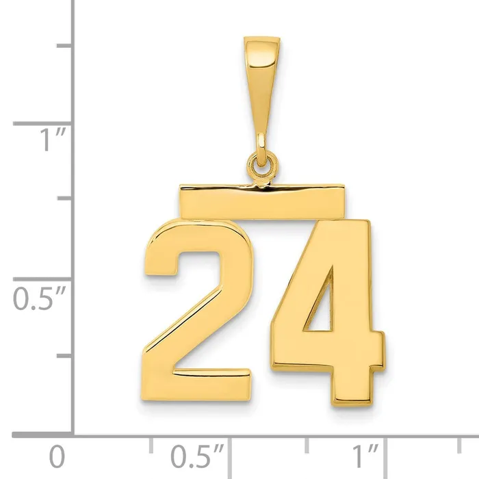 TreasureFineJewelers Charm Necklaces 14k Medium Polished Number 24 Charm
