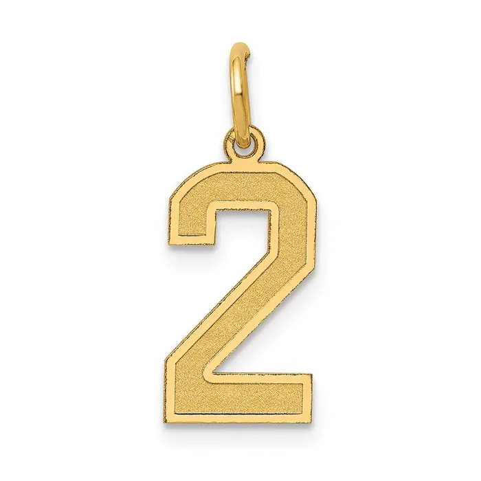 TreasureFineJewelers Charm Necklaces 14k Medium Satin Number 2 Charm