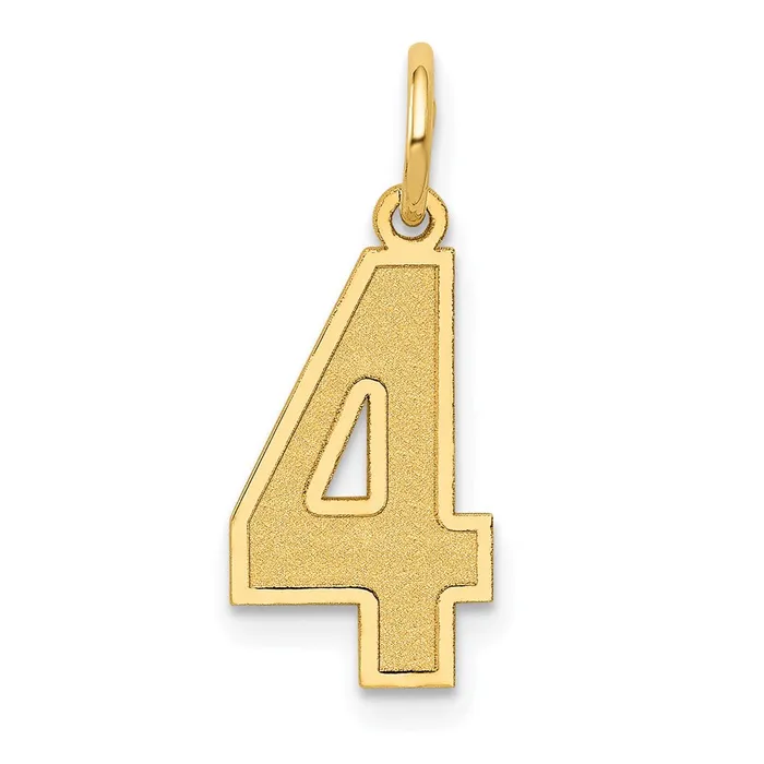 TreasureFineJewelers Charm Necklaces 14k Medium Satin Number 4 Charm