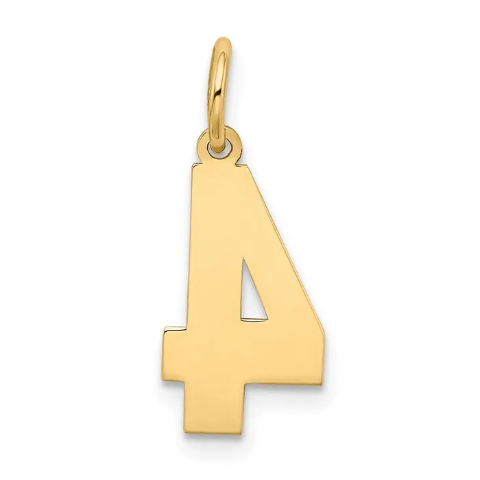 TreasureFineJewelers Charm Necklaces 14k Medium Satin Number 4 Charm