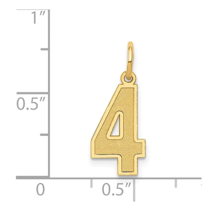 TreasureFineJewelers Charm Necklaces 14k Medium Satin Number 4 Charm