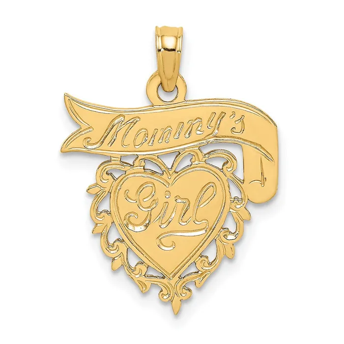 TreasureFineJewelers Charm Necklaces 14K MOMMYS GIRL In Heart wBanner Charm TreasureFineJewelers Charm Necklaces 14K MOMMYS GIRL In Heart wBanner Charm
