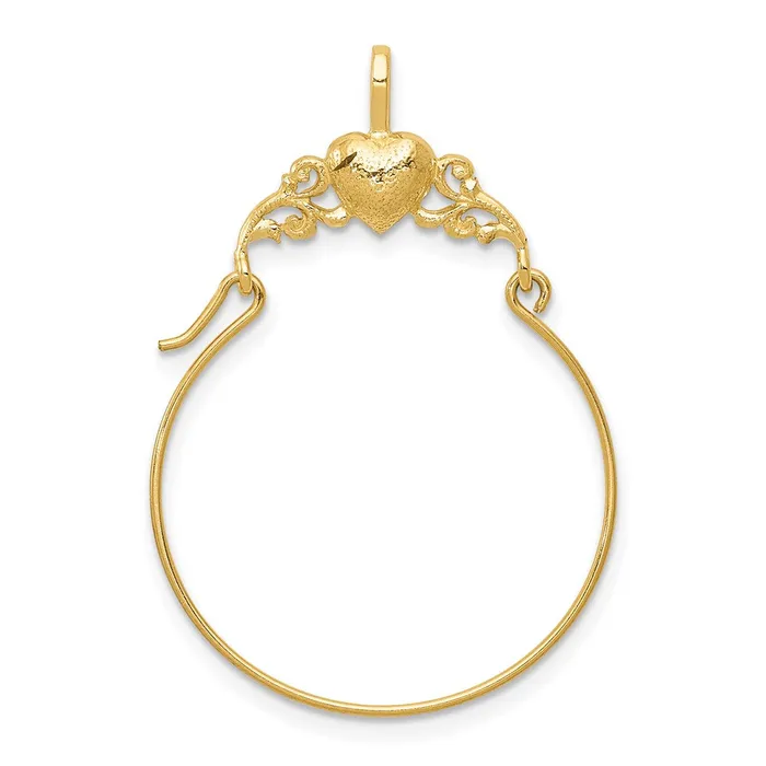 TreasureFineJewelers Charm Necklaces 14k Polished Heart Charm Holder