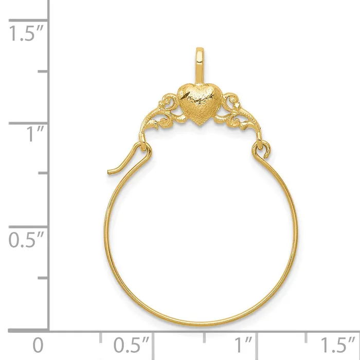 TreasureFineJewelers Charm Necklaces 14k Polished Heart Charm Holder