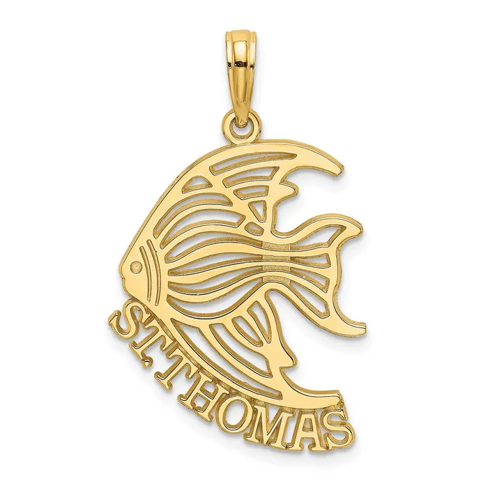 TreasureFineJewelers Charm Necklaces 14K Polished ST THOMAS Angelfish Charm TreasureFineJewelers Charm Necklaces 14K Polished ST THOMAS Angelfish Charm