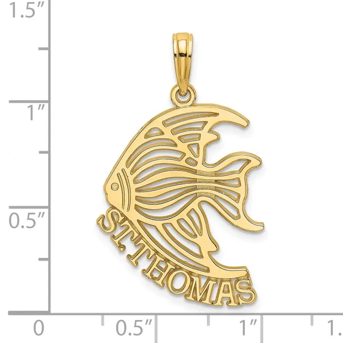 TreasureFineJewelers Charm Necklaces 14K Polished ST THOMAS Angelfish Charm