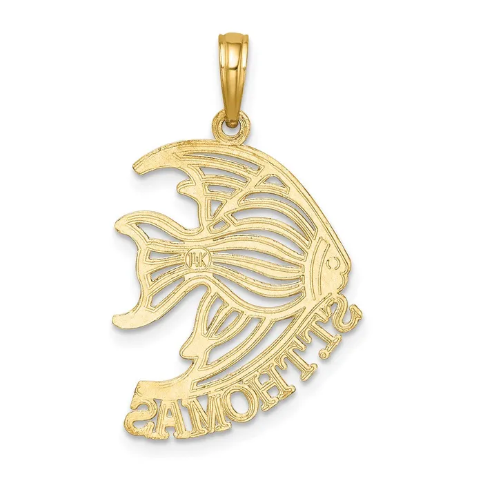 TreasureFineJewelers Charm Necklaces 14K Polished ST THOMAS Angelfish Charm