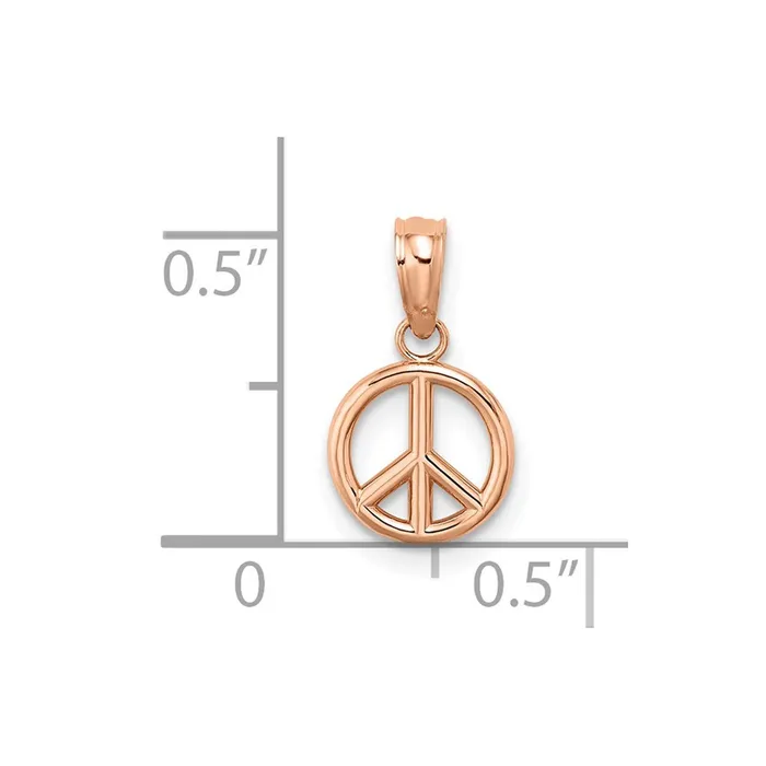TreasureFineJewelers Charm Necklaces 14K Rose Gold 3D Peace Symbol Charm