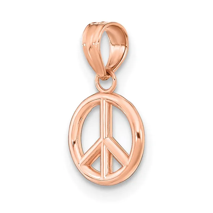 TreasureFineJewelers Charm Necklaces 14K Rose Gold 3D Peace Symbol Charm