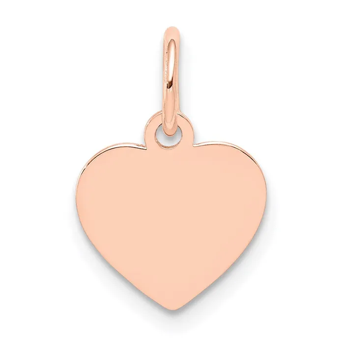 TreasureFineJewelers Charm Necklaces 14k Rose Gold Plain 018 Gauge Engraveable Heart Disc Charm TreasureFineJewelers Charm Necklaces 14k Rose Gold Plain 018 Gauge Engraveable Heart Disc Charm