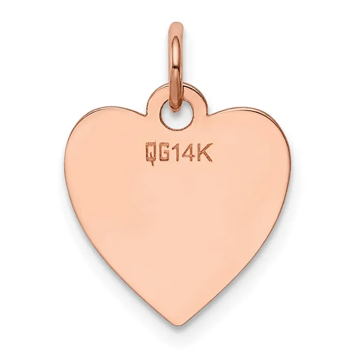 TreasureFineJewelers Charm Necklaces 14k Rose Gold Plain 018 Gauge Engraveable Heart Disc Charm