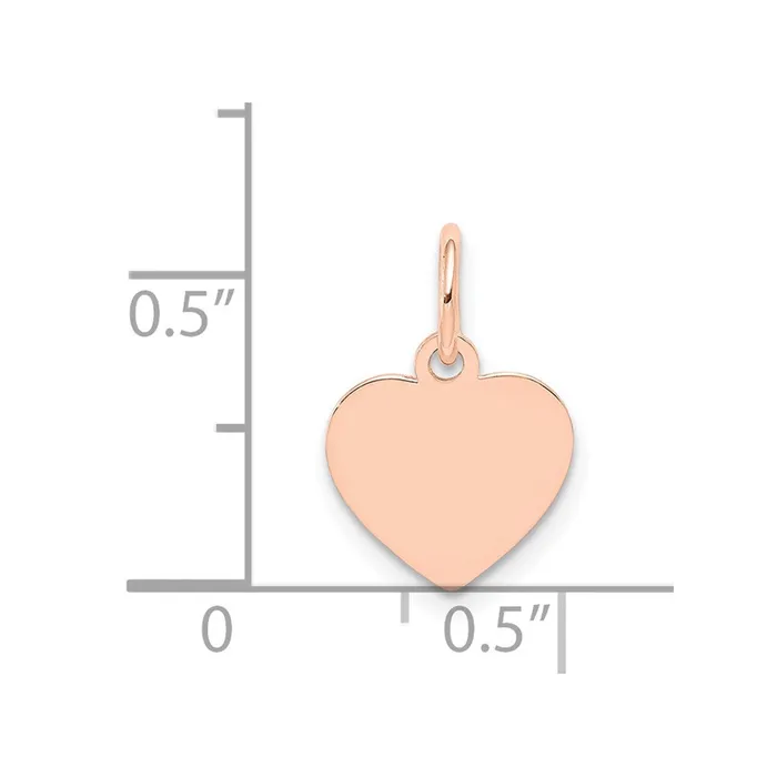 TreasureFineJewelers Charm Necklaces 14k Rose Gold Plain 018 Gauge Engraveable Heart Disc Charm