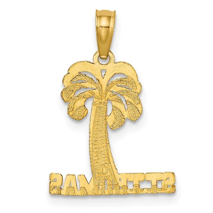 TreasureFineJewelers Charm Necklaces 14K ST THOMAS Under Palm Tree Charm