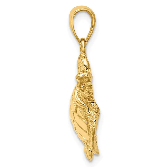 TreasureFineJewelers Charm Necklaces 14K Textured Sea Turtle Charm