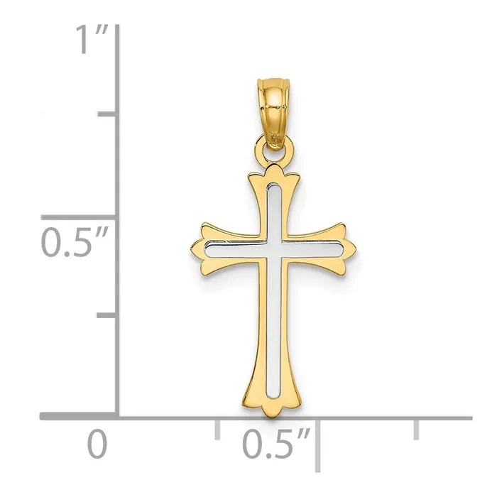 TreasureFineJewelers Charm Necklaces 14k Twotone Center Cross Charm