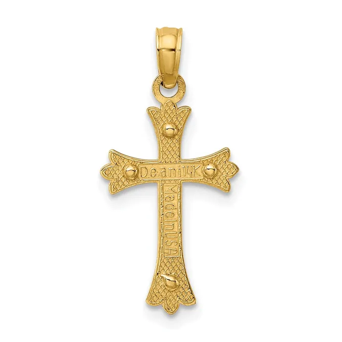 TreasureFineJewelers Charm Necklaces 14k Twotone Center Cross Charm