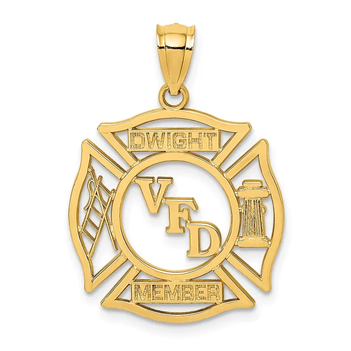 TreasureFineJewelers Charm Necklaces 14K VFD DWIGHT MEMBER In Shield Charm TreasureFineJewelers Charm Necklaces 14K VFD DWIGHT MEMBER In Shield Charm