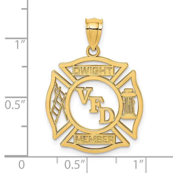 TreasureFineJewelers Charm Necklaces 14K VFD DWIGHT MEMBER In Shield Charm