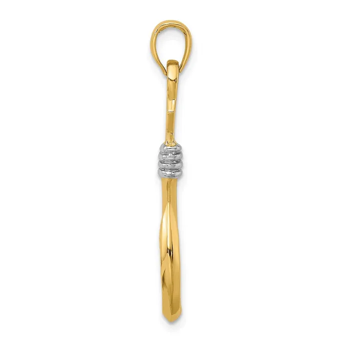 TreasureFineJewelers Charm Necklaces 14K wRhodium 3D Fish Hook With Rope Charm